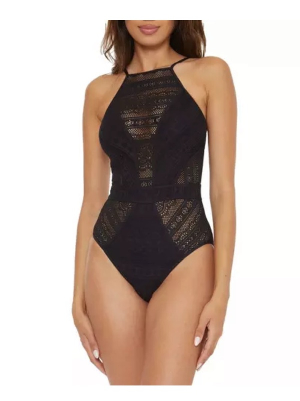 BECCA Black Crochet One-Piece Swimsuit